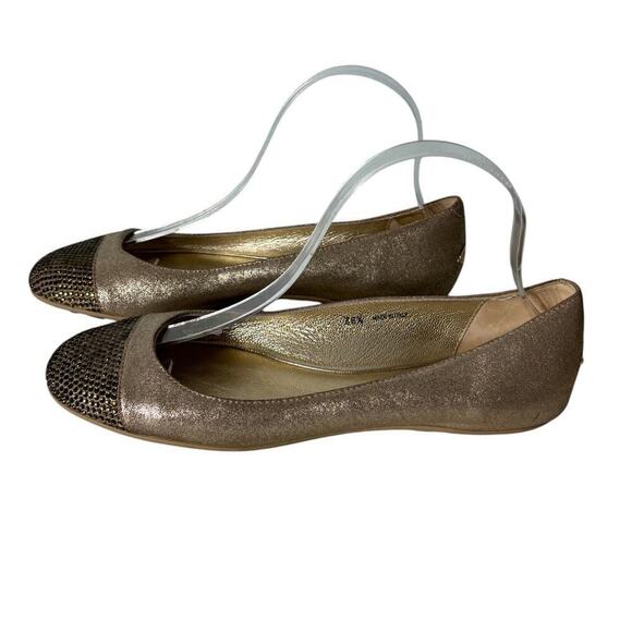 Jimmy Choo Crystal Embellished Cap Toe Ballet Flats Champagne Size 38.5 (8.5) - Picture 2 of 10